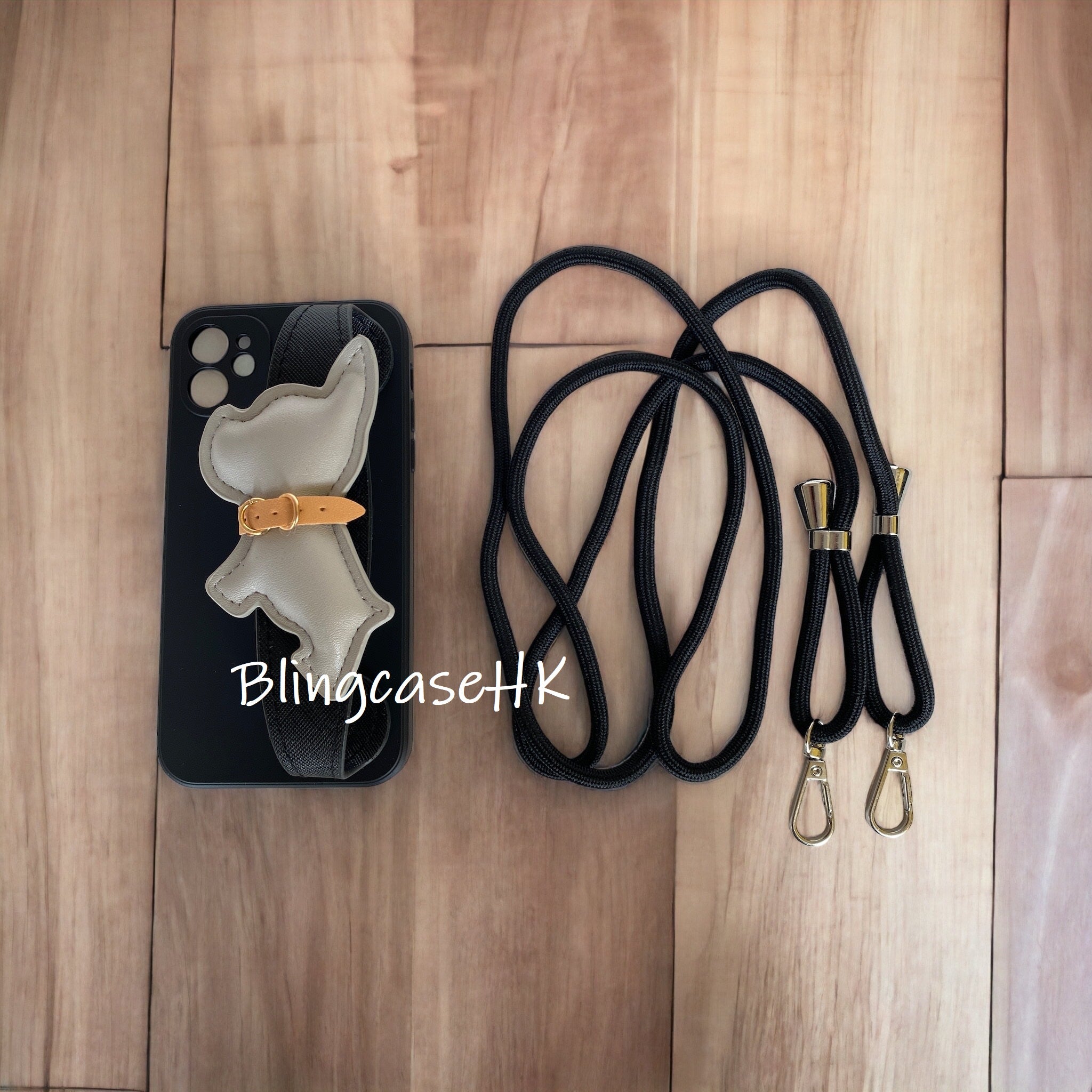 Handmade│ Cute dog wristband with adjustable diagonal lanyard iPhone / Samsung phone case