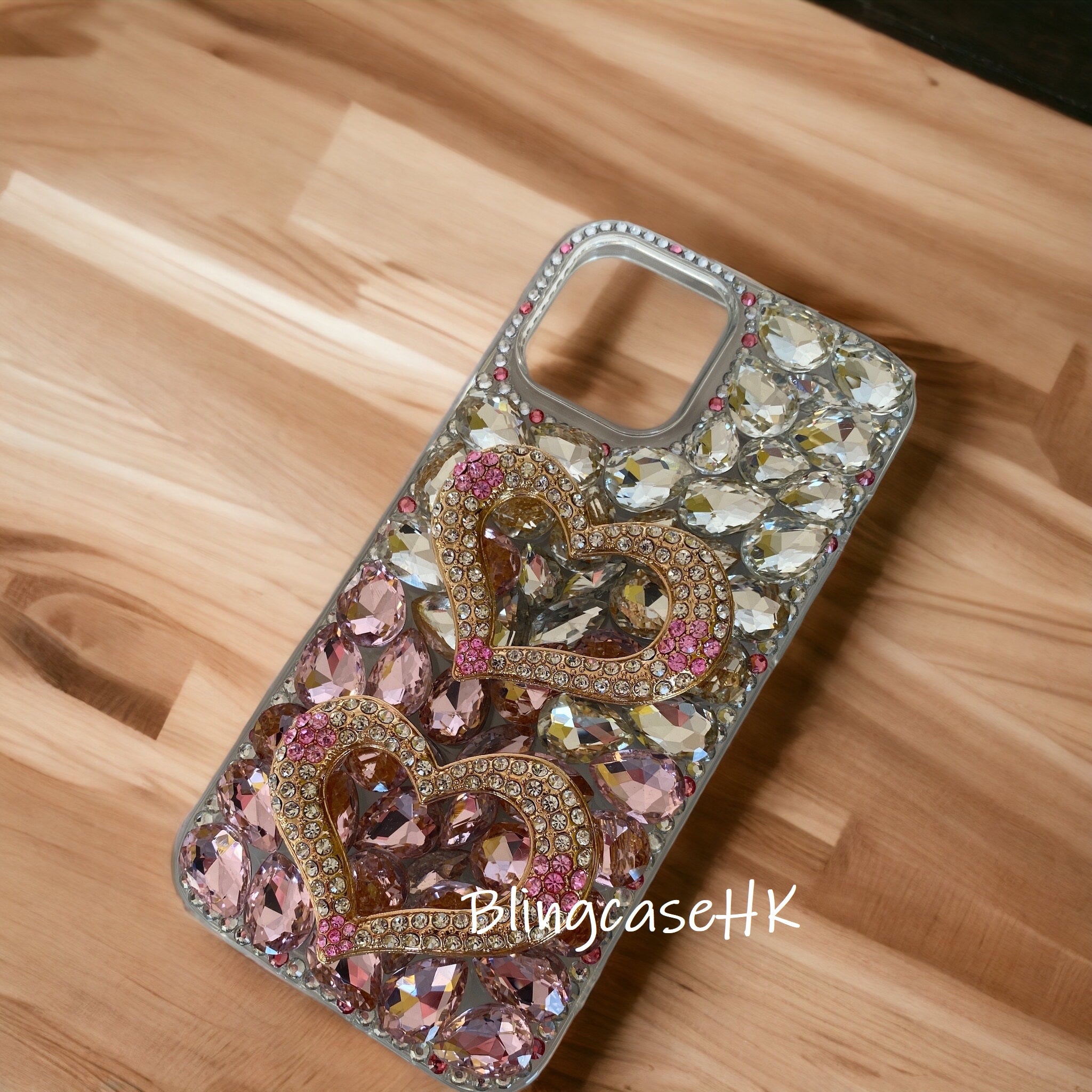 Purely handmade│Rhinestone crystal heart-shaped iPhone / Samsung phone case 