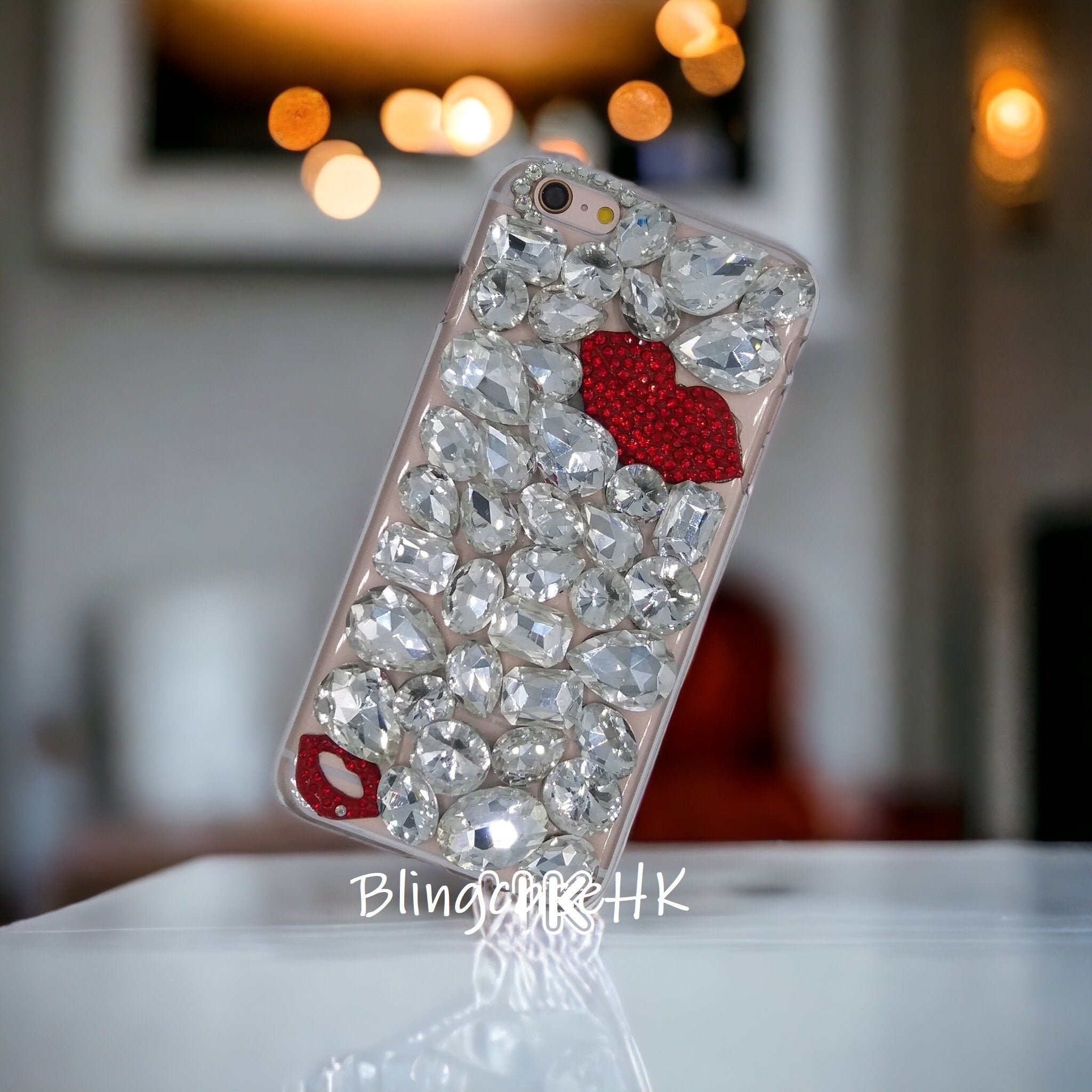 Purely handmade goddess must-have│rhinestone crystal lip iPhone/Samsung mobile phone case 