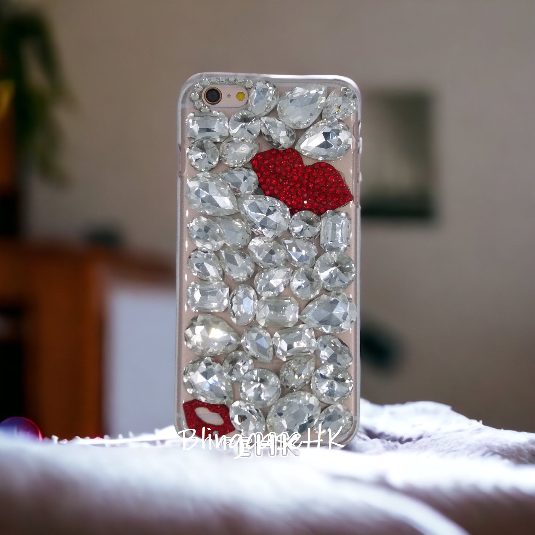 Purely handmade goddess must-have│rhinestone crystal lip iPhone/Samsung mobile phone case 