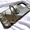 Purely handmade│Ring ring stand crystal rhinestone iPhone mirror phone case 