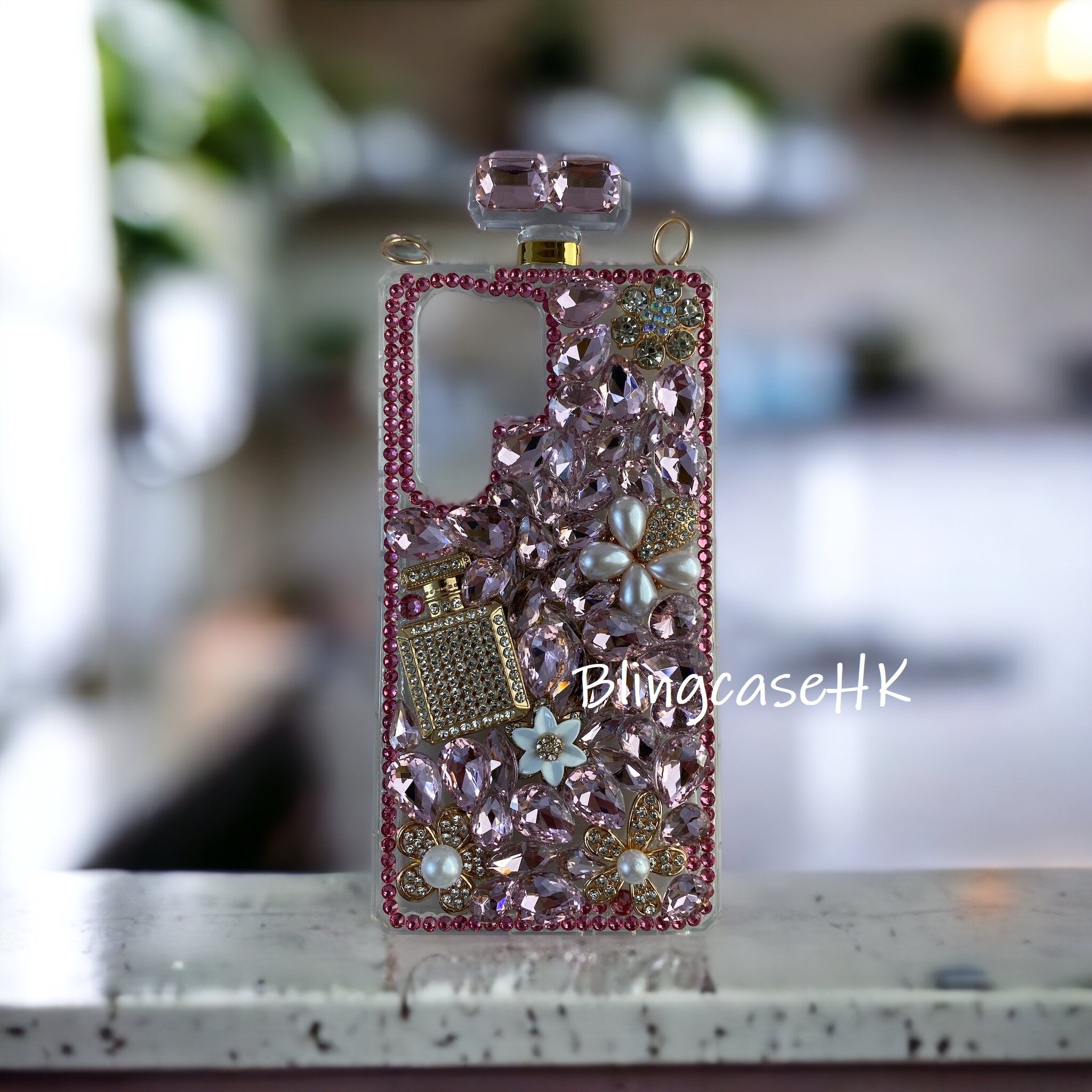 Purely handmade│Cross strap perfume bottle crystal rhinestone iPhone / Samsung mobile phone case 