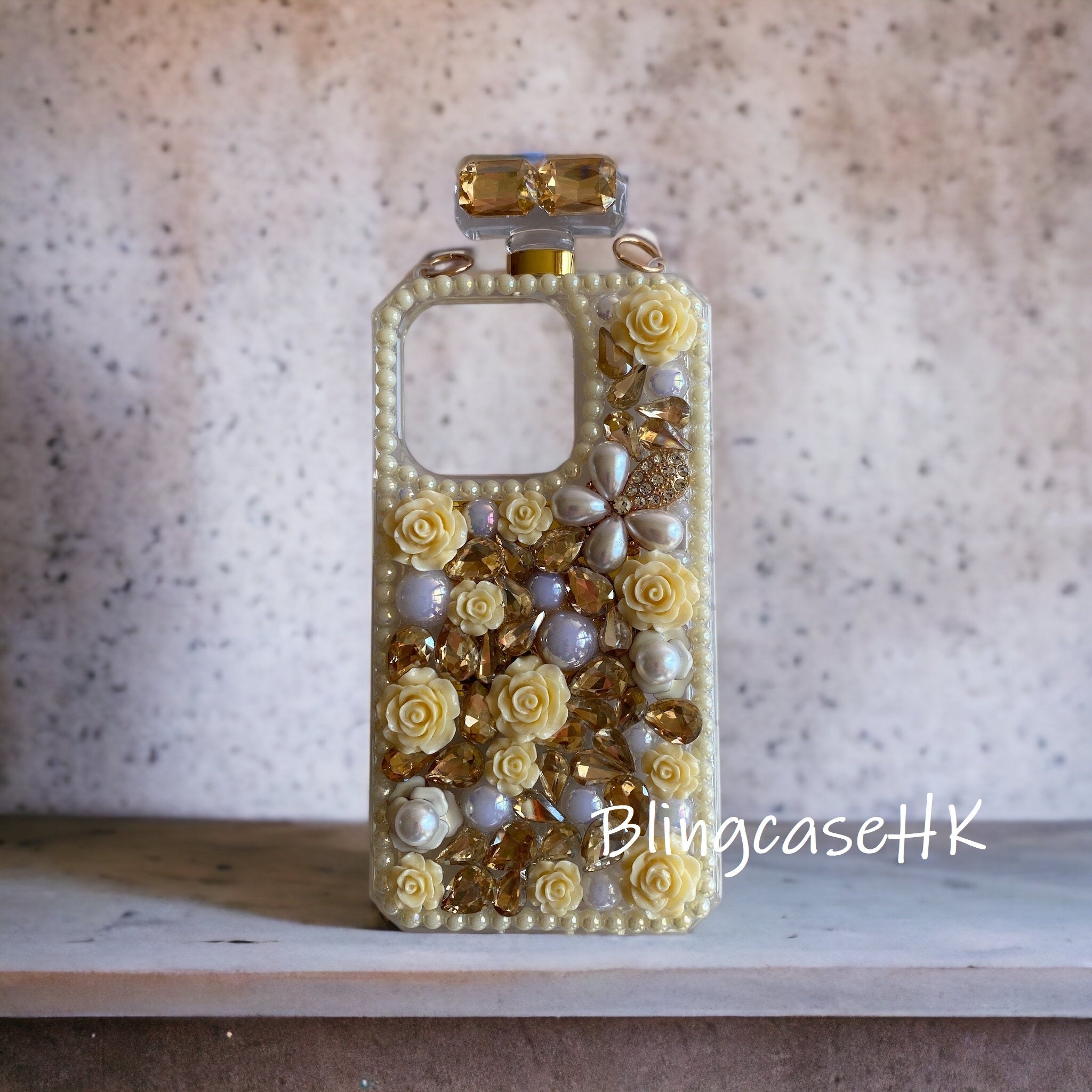 Handmade Girls Series│Cross Strap Perfume Bottle Crystal Rhinestone iPhone/Samsung Phone Case 