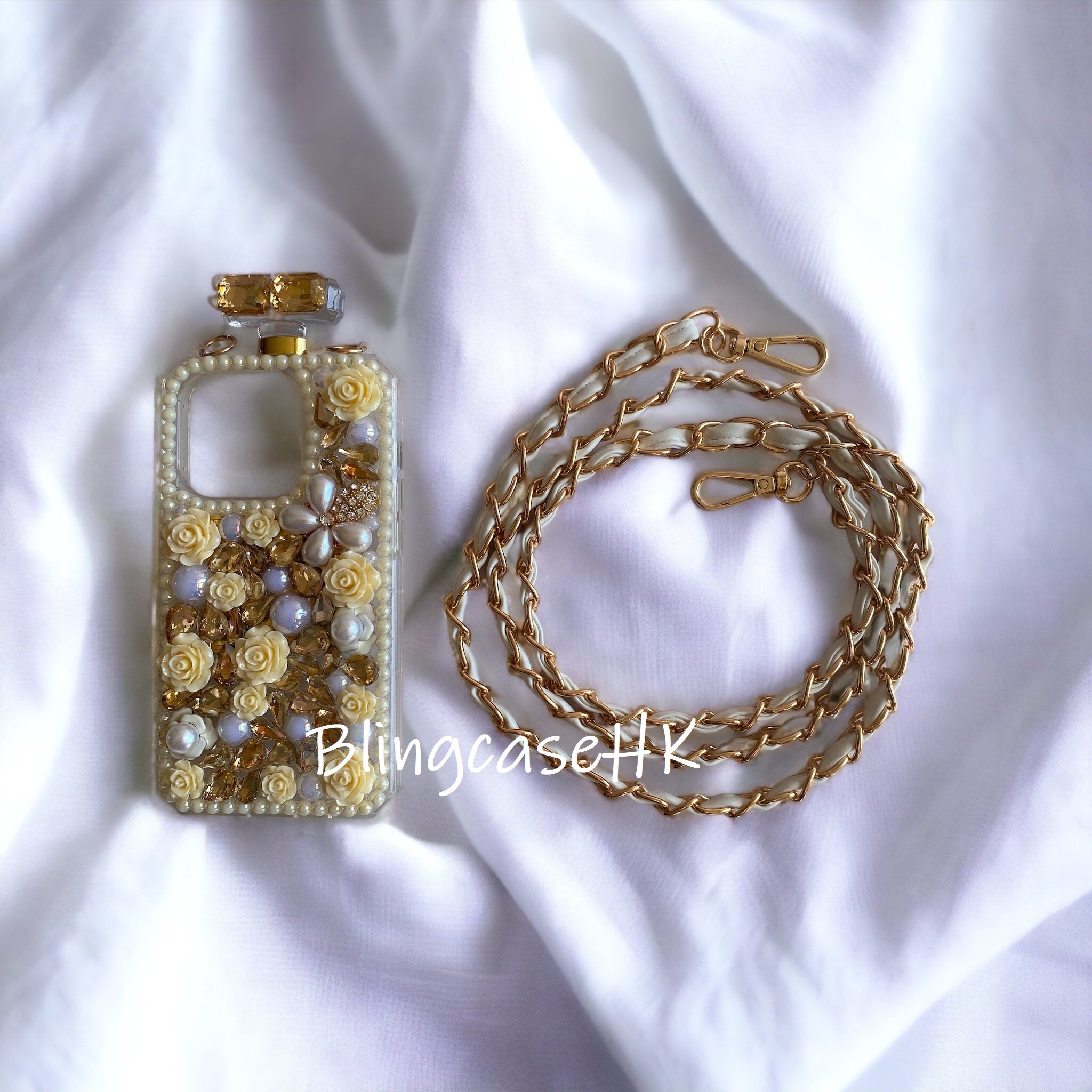 Handmade Girls Series│Cross Strap Perfume Bottle Crystal Rhinestone iPhone/Samsung Phone Case 