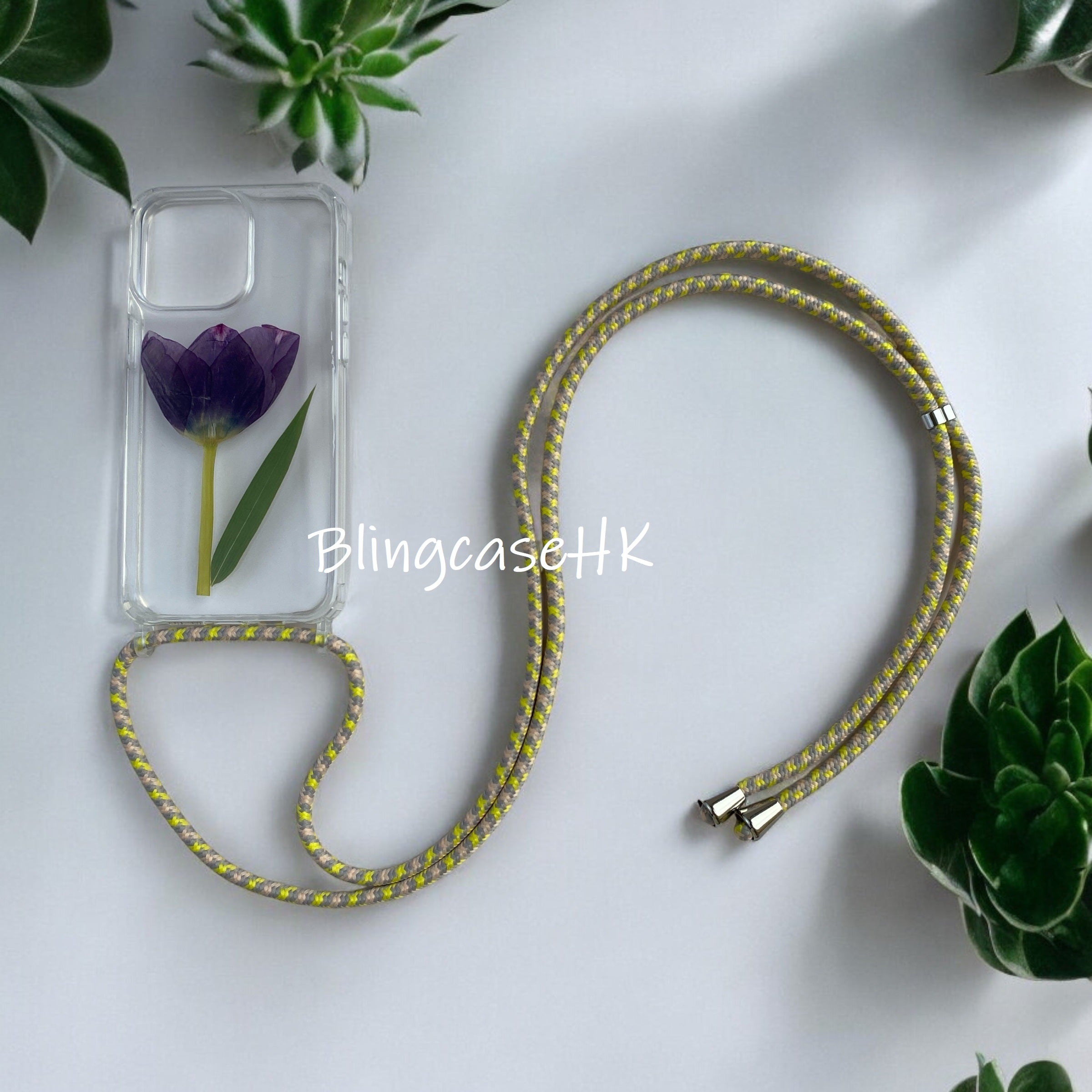 Handmade │ Dried flower preserved flower adjustable cross-body strap lanyard (16 lanyard color options) iPhone / Samsung transparent anti-fall phone case 