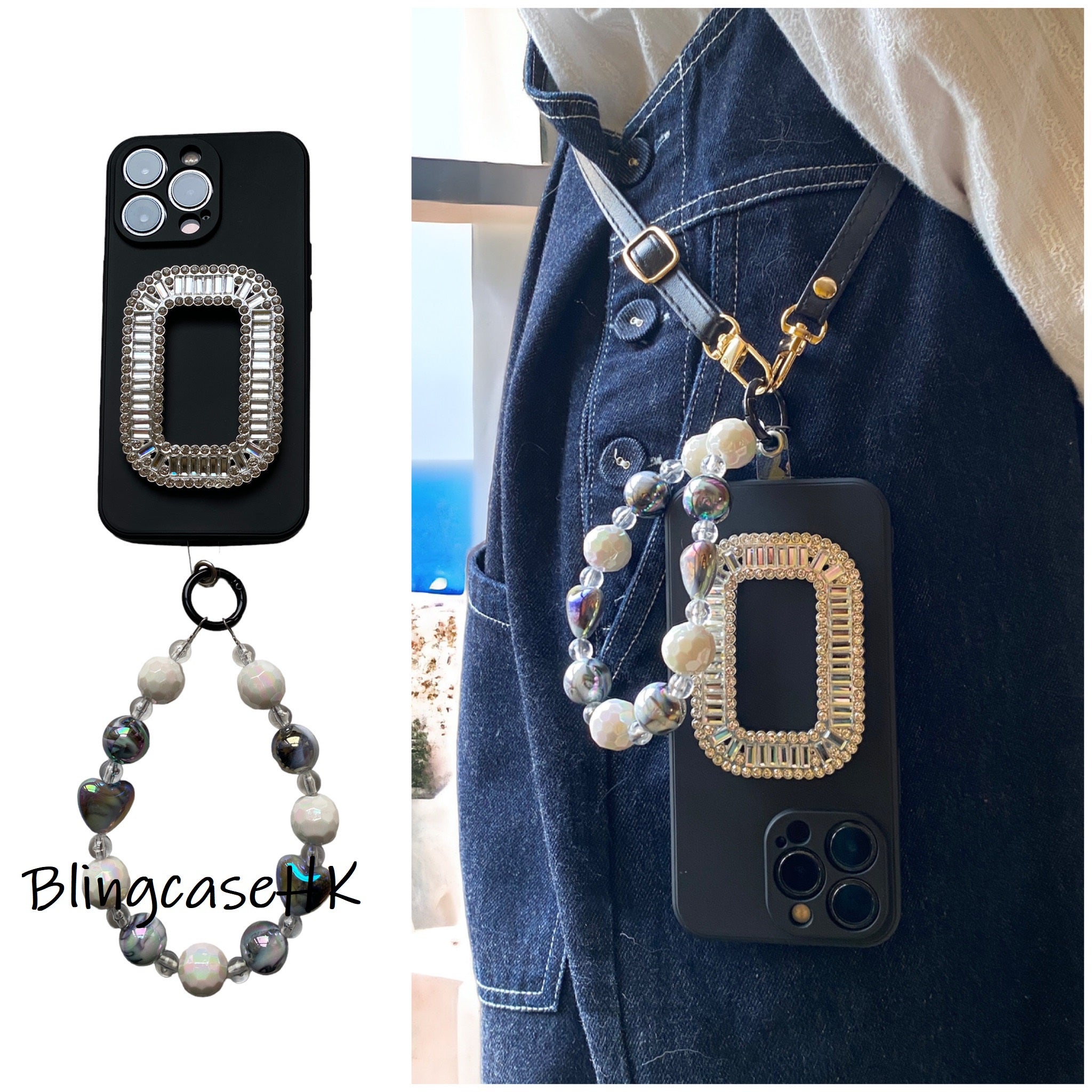 Handmade │ Bracelet lanyard + adjustable cross-body strap iPhone / Samsung mobile phone case 