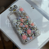 Purely handmade │ Diagonal shoulder strap perfume bottle rhinestone flower iPhone / Samsung mobile phone case 