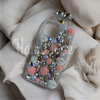 Purely handmade │ Diagonal shoulder strap perfume bottle rhinestone flower iPhone / Samsung mobile phone case 