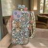 Purely handmade goddess must-have│slant strap perfume bottle heart-shaped rhinestone crystal iPhone / Samsung mobile phone case 