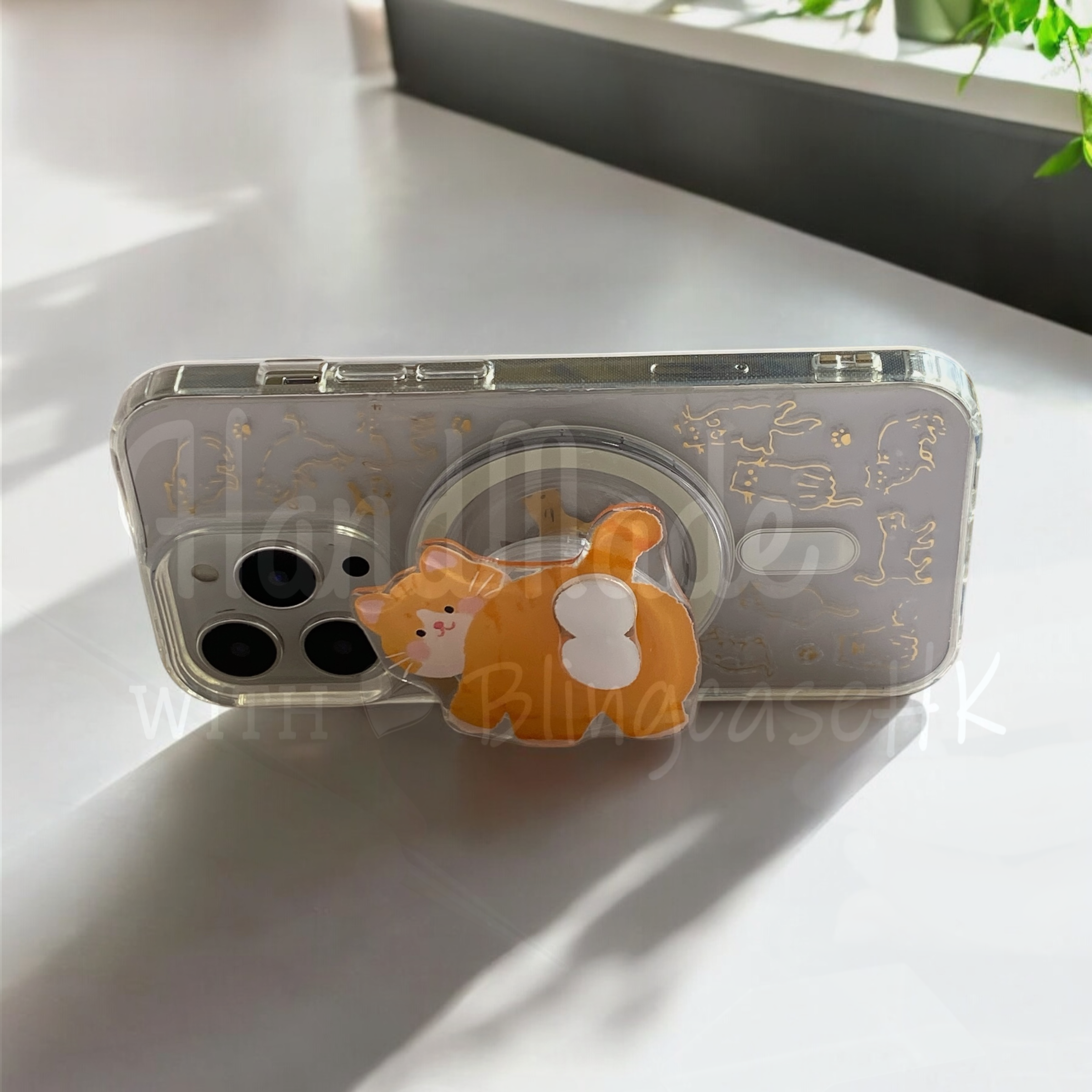 手工滴膠 │  磁吸 MagSafe 貓圖案 貓磁吸支架 iPhone 防摔手機殼