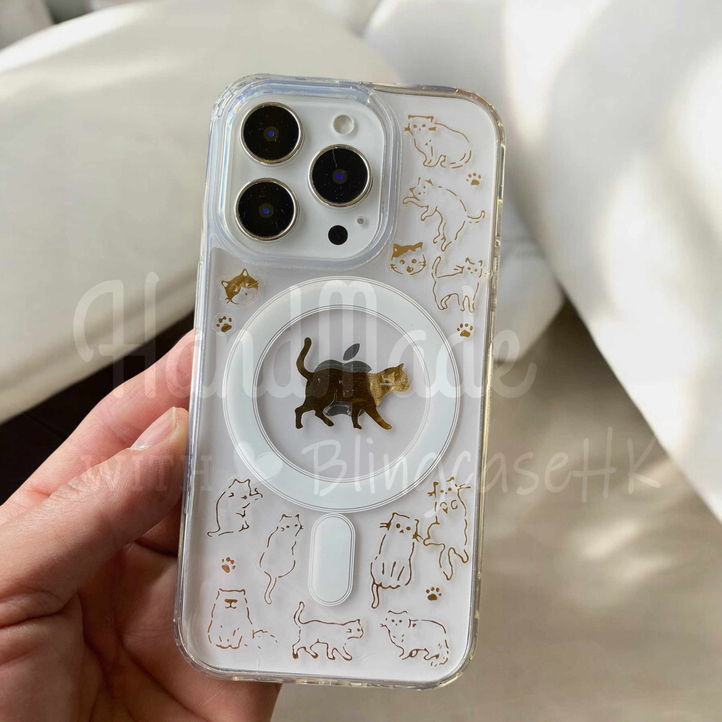 手工滴膠 │  磁吸 MagSafe 貓圖案 貓磁吸支架 iPhone 防摔手機殼