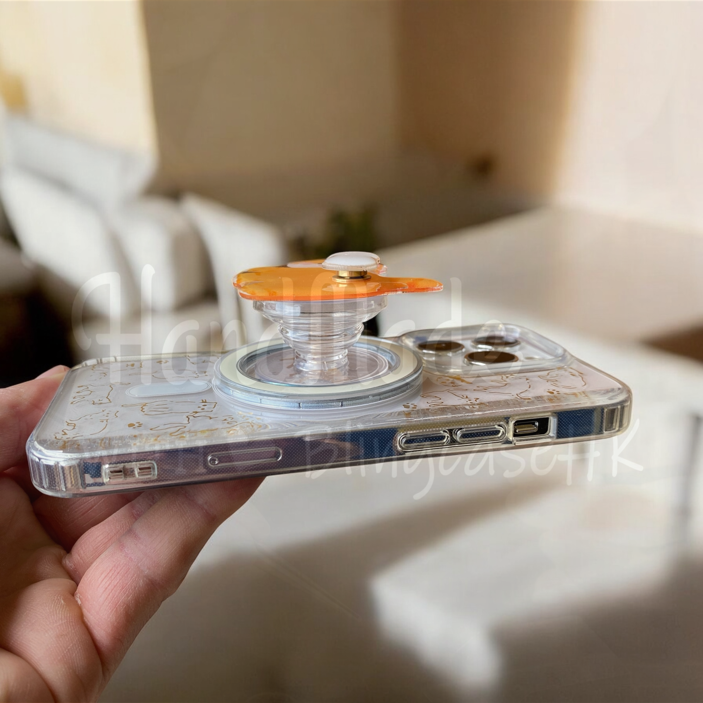 手工滴膠 │  磁吸 MagSafe 貓圖案 貓磁吸支架 iPhone 防摔手機殼