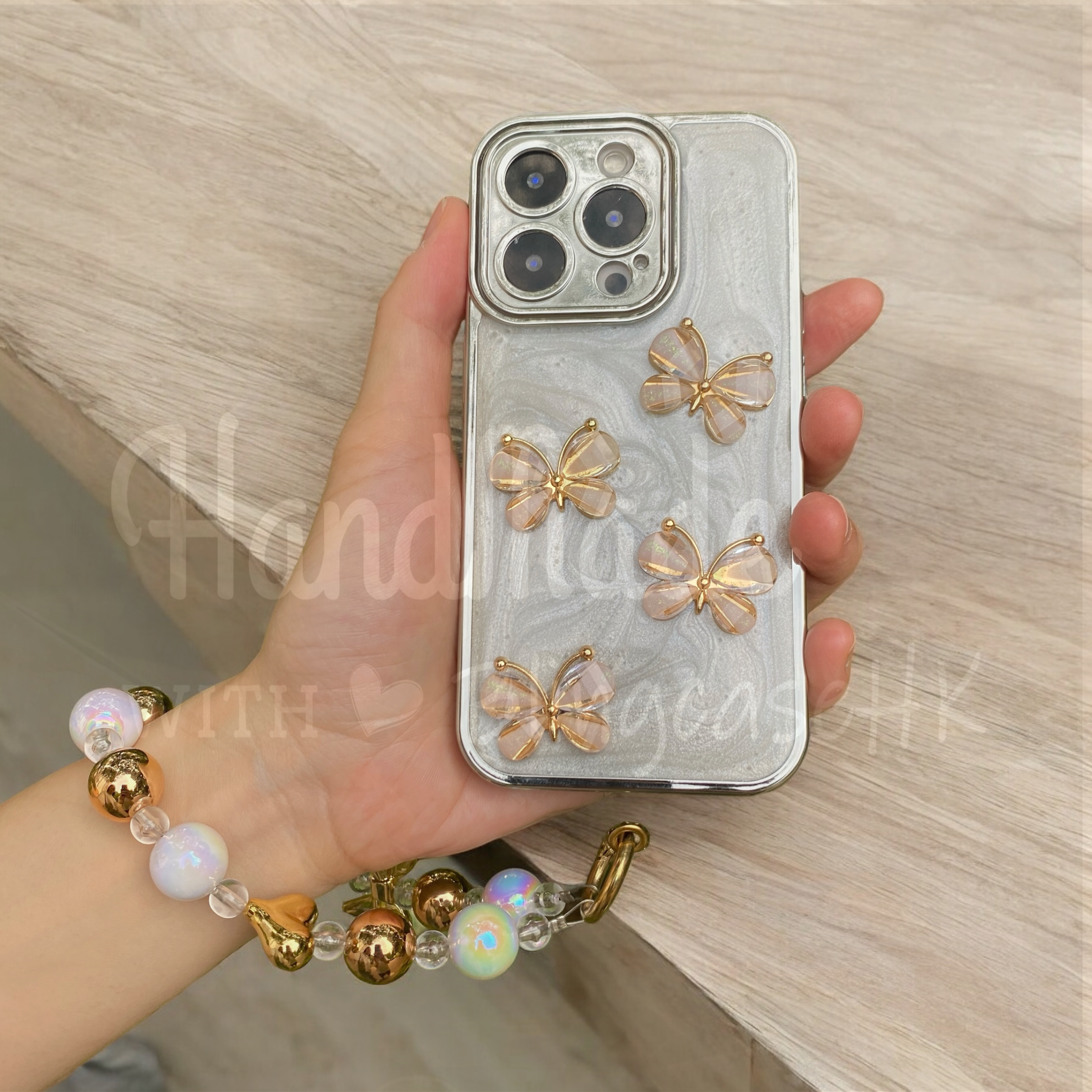 Handmade│ Crystal Cat Wristband Bracelet Lanyard iPhone Glue Phone Case 