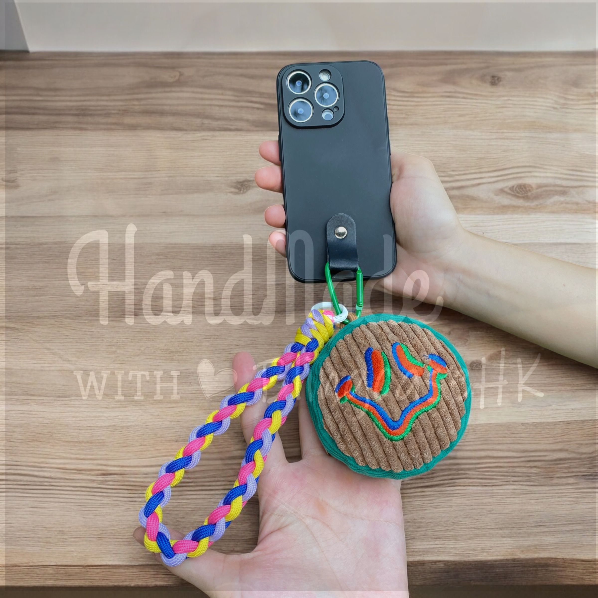 Handmade │ Bracelet lanyard + adjustable cross-body strap iPhone / Samsung mobile phone case 