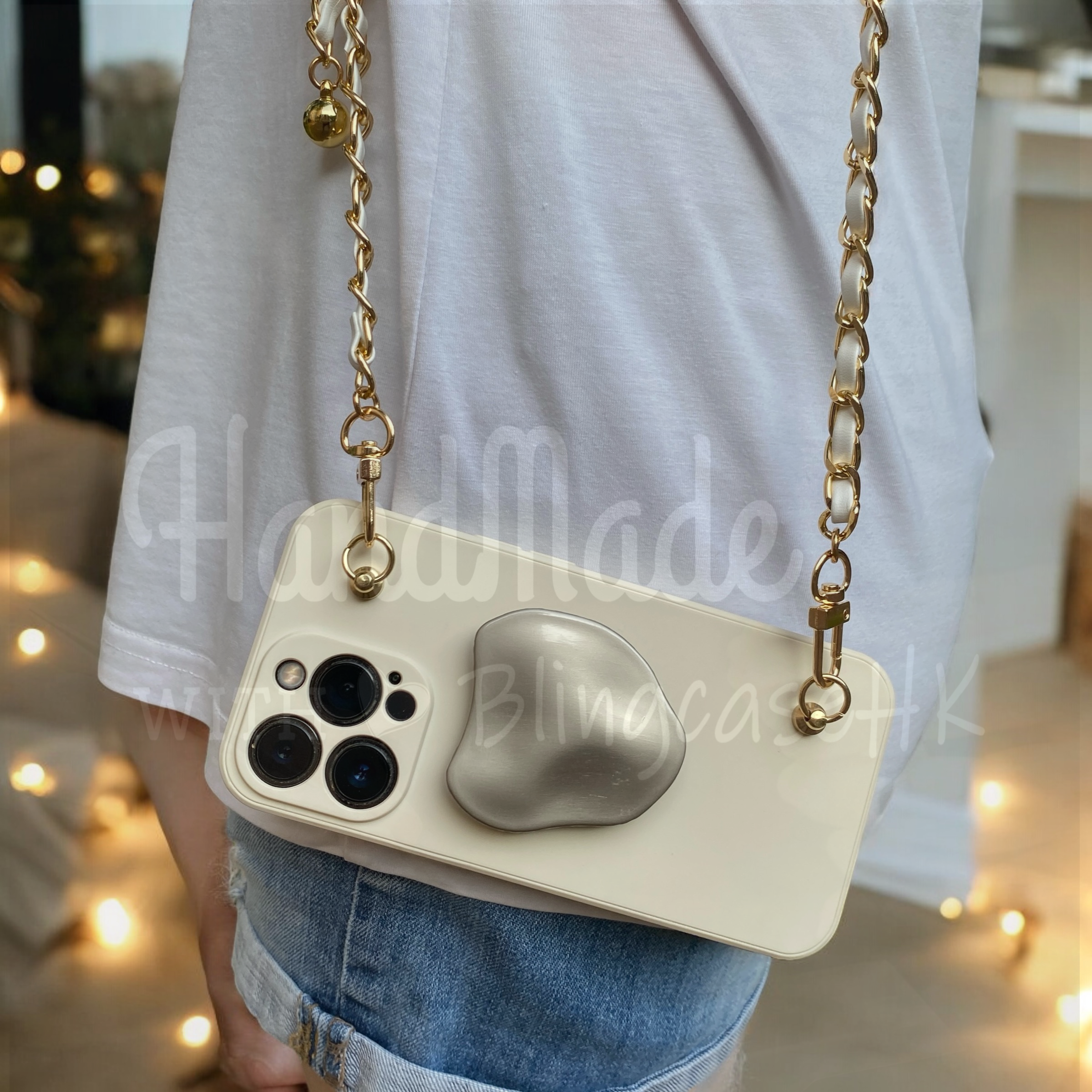 Handmade│ Adjustable Crossbody Strap Retro Metal Stand iPhone / Samsung Phone Case 