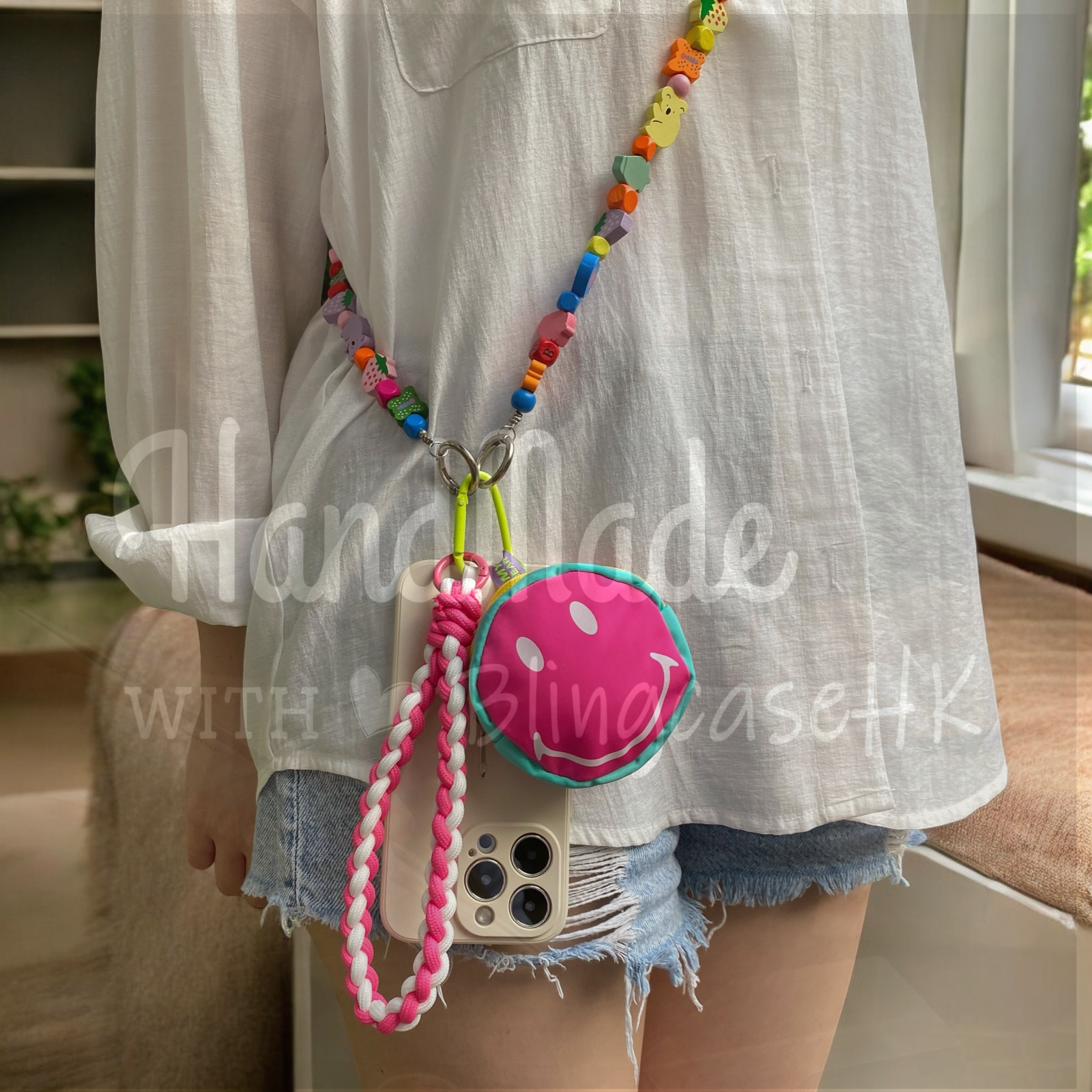 Handmade │ Bracelet lanyard + adjustable cross-body strap iPhone / Samsung mobile phone case 