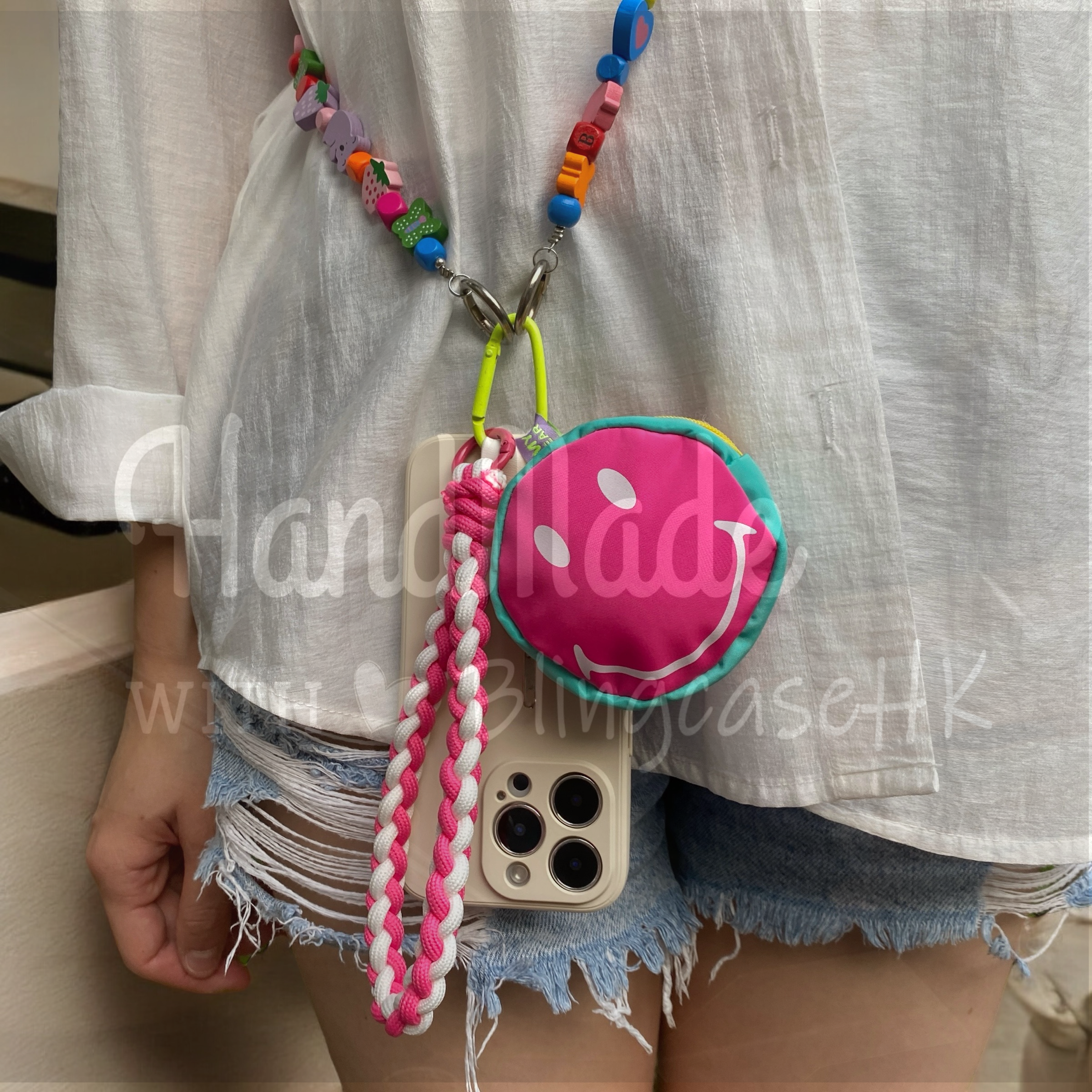 Handmade │ Bracelet lanyard + adjustable cross-body strap iPhone / Samsung mobile phone case 