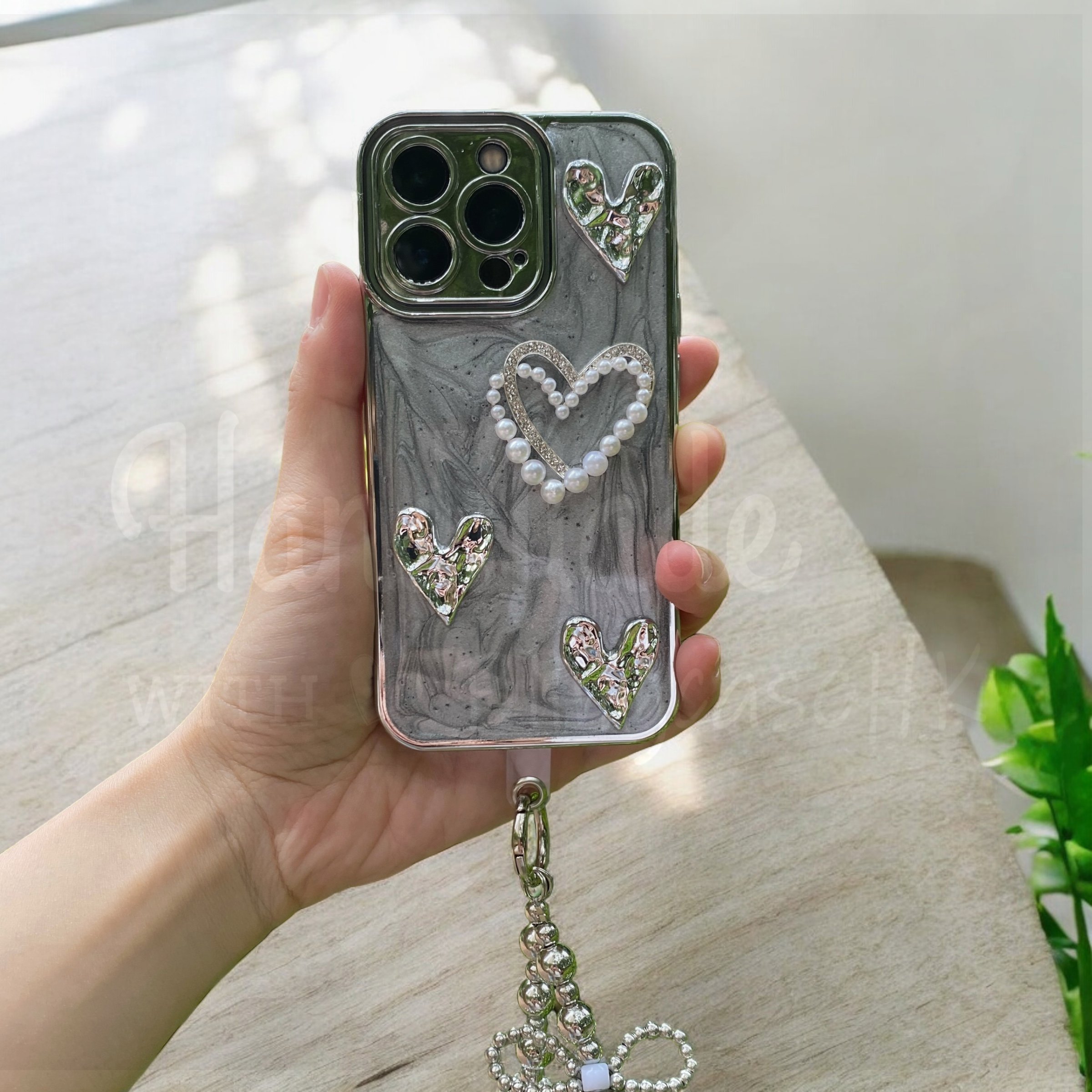 Handmade│ Crystal Cat Wristband Bracelet Lanyard iPhone Glue Phone Case 