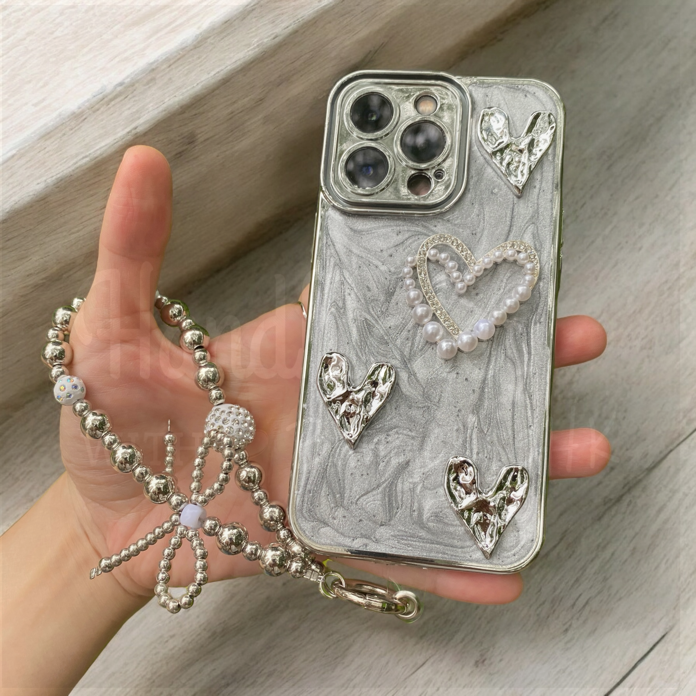 Handmade│ Crystal Cat Wristband Bracelet Lanyard iPhone Glue Phone Case 