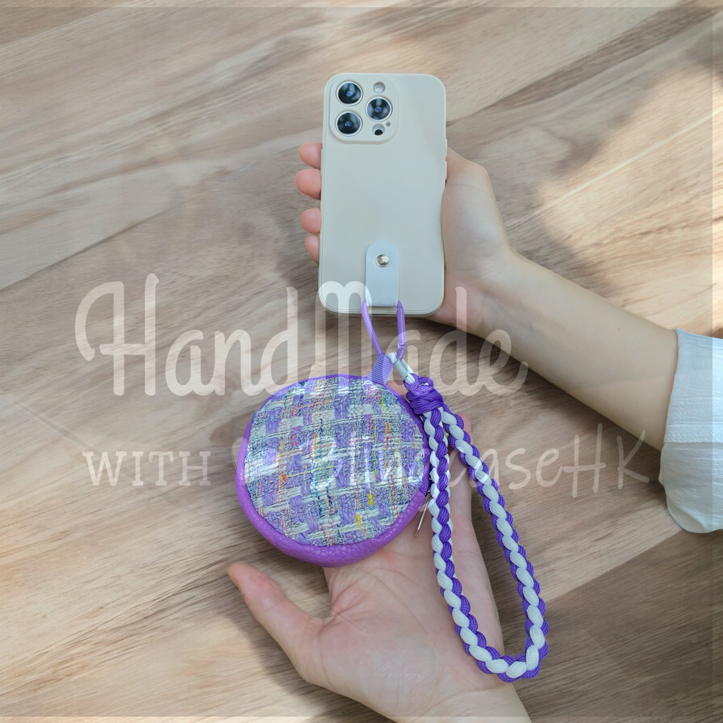 Handmade │ Bracelet lanyard + adjustable cross-body strap iPhone / Samsung mobile phone case 