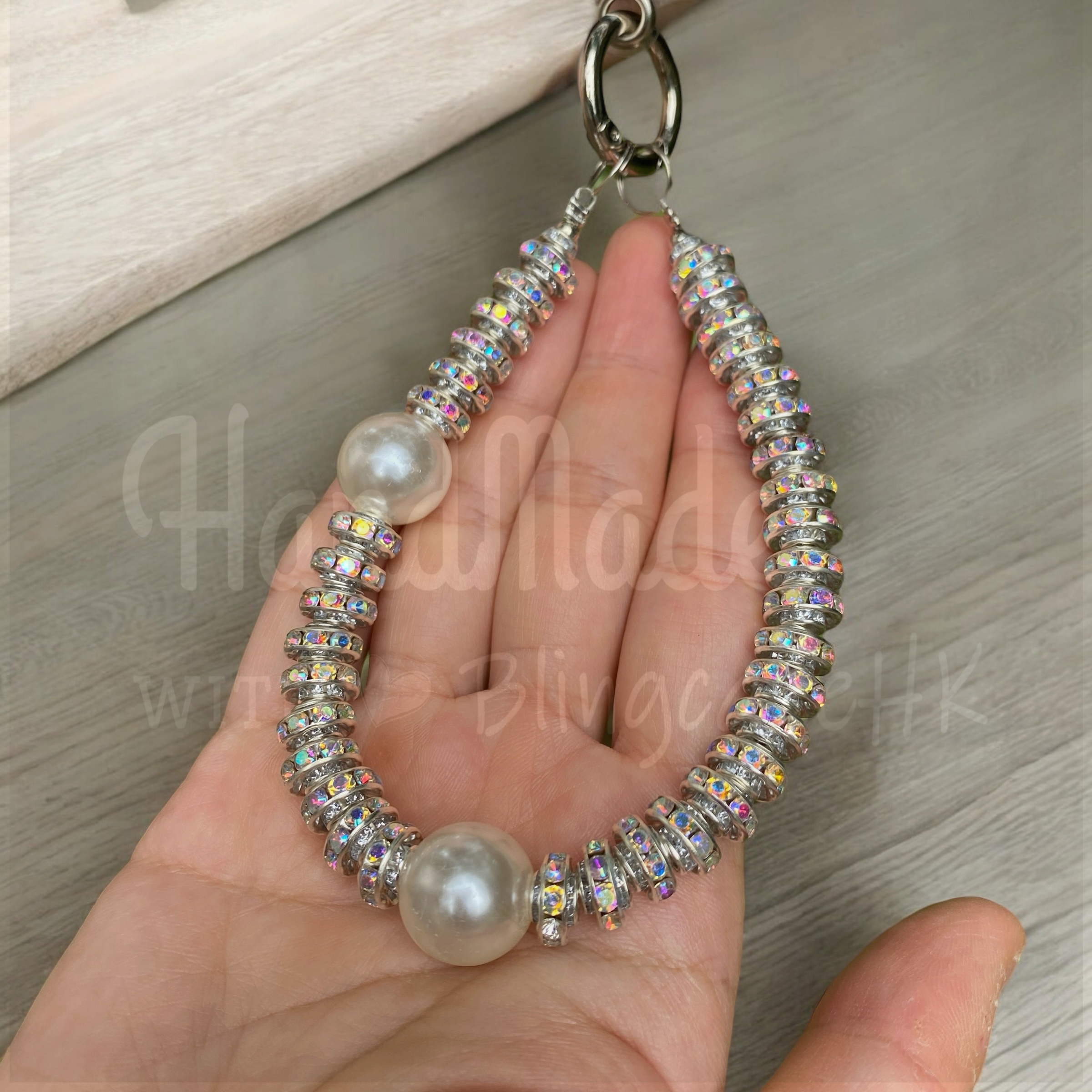 Handmade│ Crystal Cat Wristband Bracelet Lanyard iPhone Glue Phone Case 