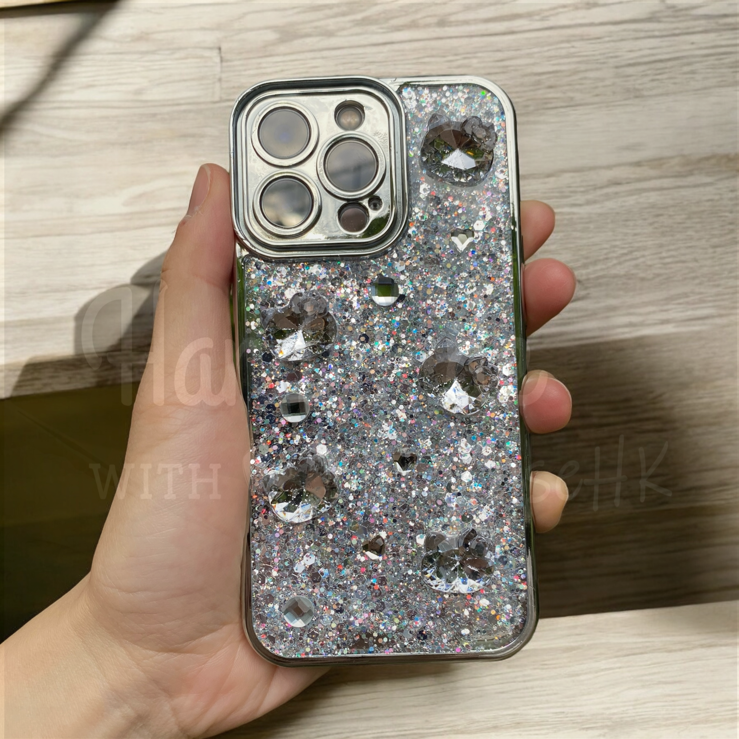 Handmade│ Crystal Cat Wristband Bracelet Lanyard iPhone Glue Phone Case 