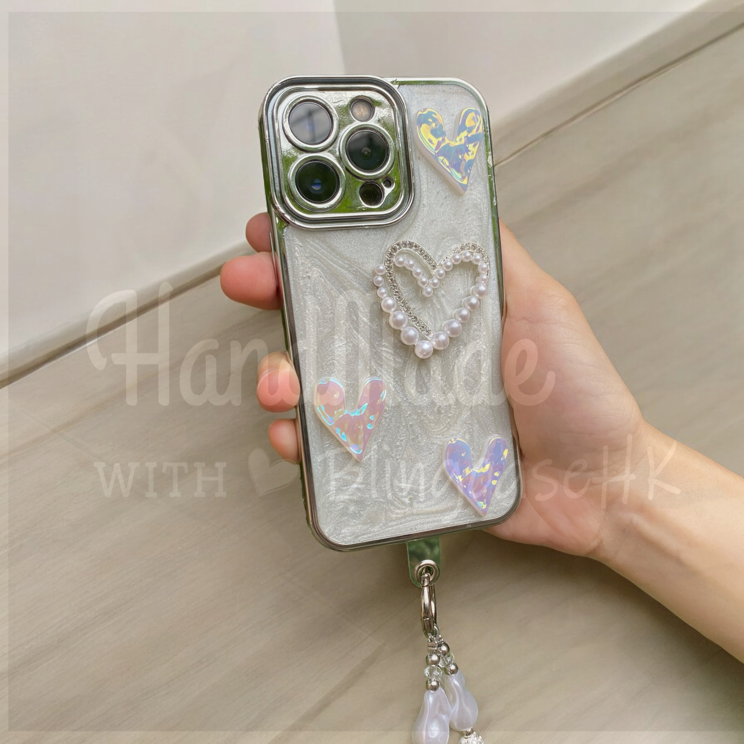 Handmade│ Crystal Cat Wristband Bracelet Lanyard iPhone Glue Phone Case 