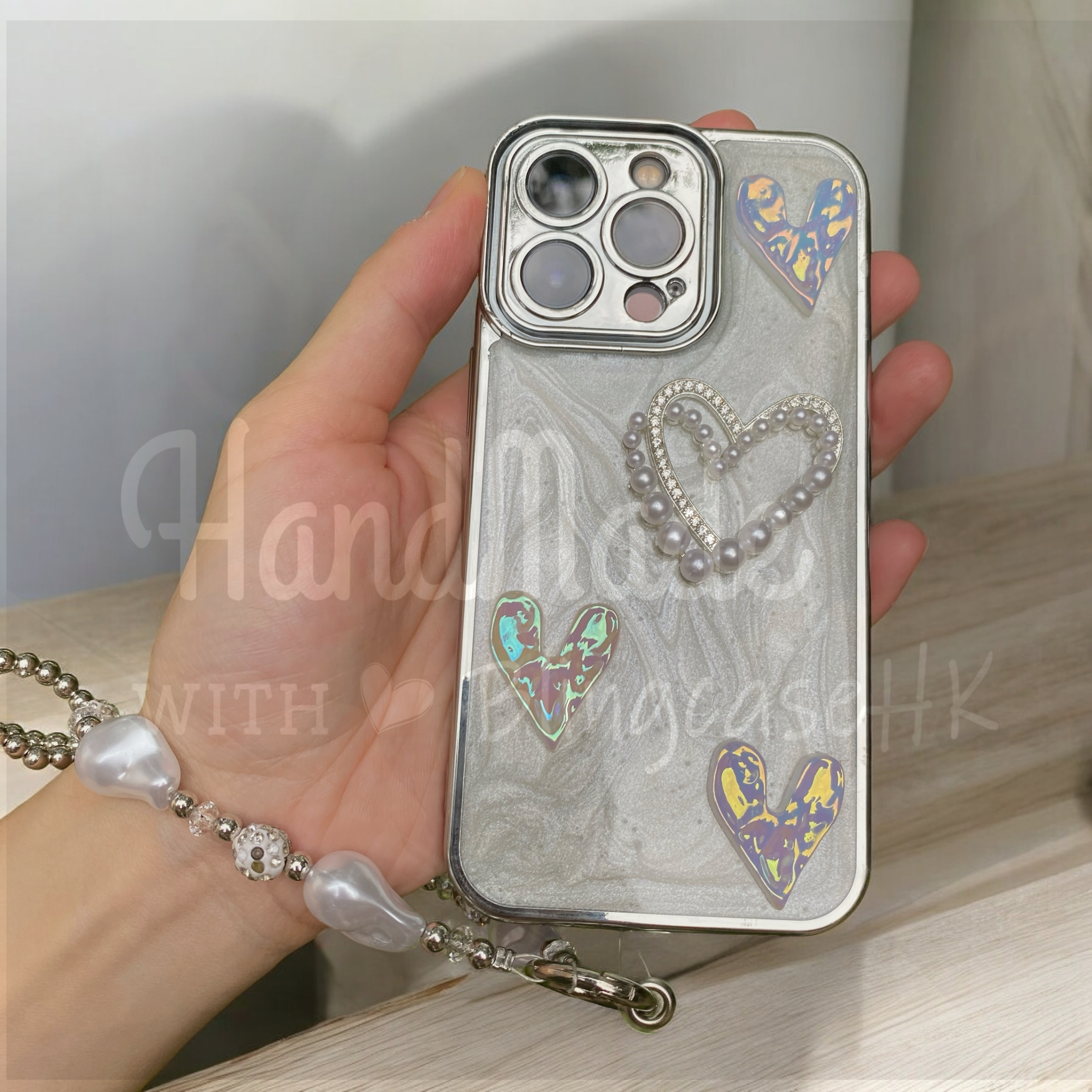 Handmade│ Crystal Cat Wristband Bracelet Lanyard iPhone Glue Phone Case 